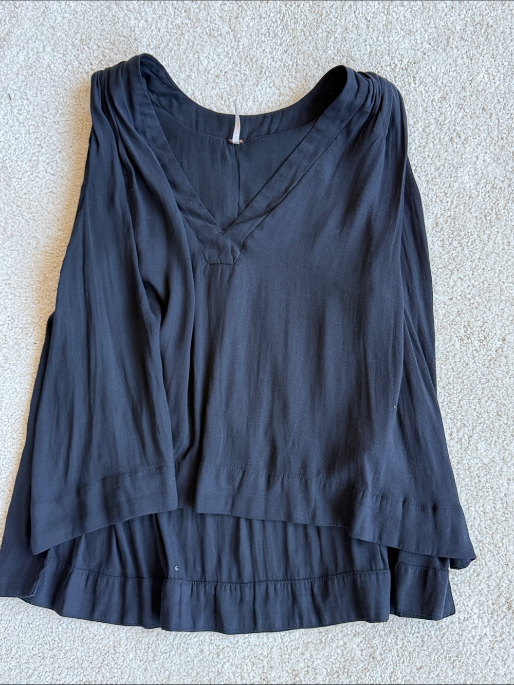 Free People Black Layered V-Neck Blouse